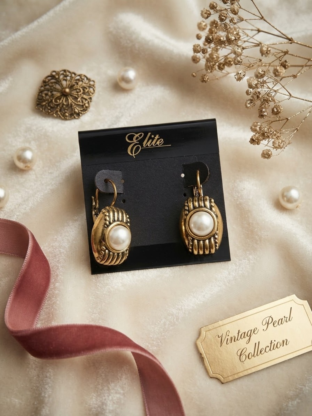 Gold Pearl Drop Earrings Buy it now!